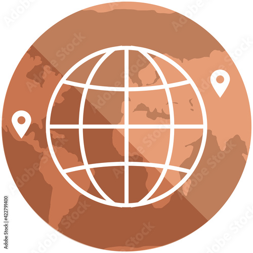 Outlines of parallels and meridians on Earth. Dried hot planet with map marks vector illustration