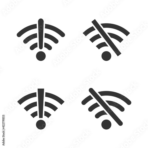 Offline wifi icon set. Disconnected wireless network pictograms group. No signal. Problem with internet concept. Wireless technology symbol collection. Vector isolated on white background