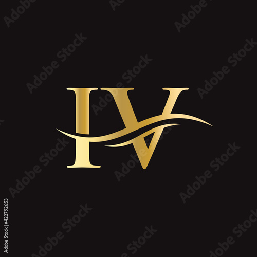Water Wave IV Logo Vector. Swoosh Letter IV Logo Design for business and company identity.