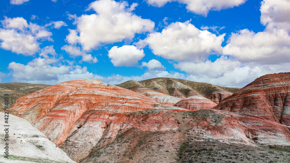 Magnificent striped red mountains landscape