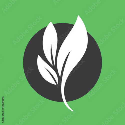 Plant and leaves icon. Leaf symbol of ecology, enviroment and nature. Vegetarian and vegan pictogram design.