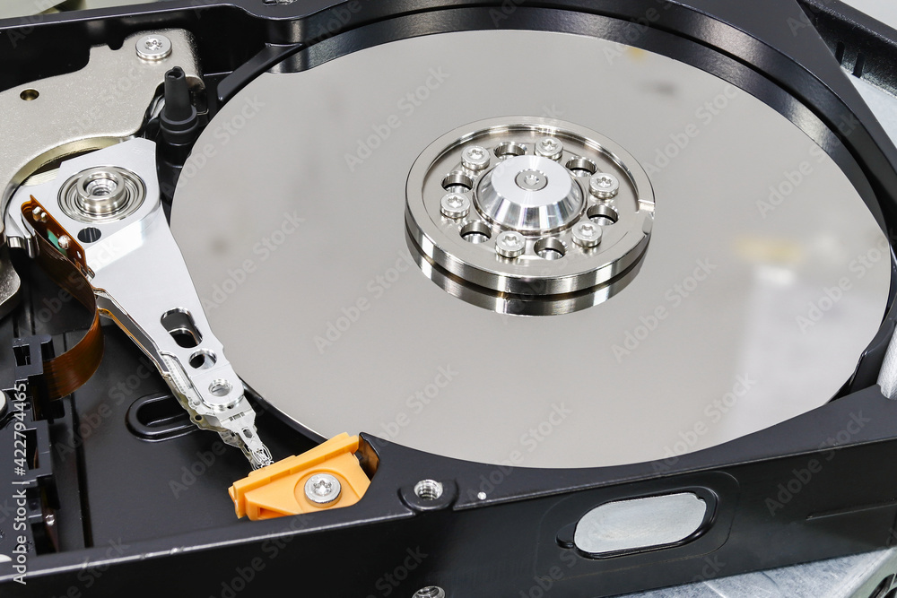 Hard disk drive for computer concept Working data storage read write Hard disk drive for computer concept Working data storage read write