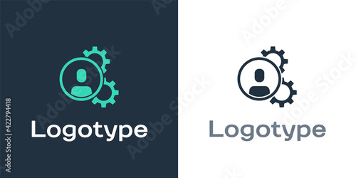 Logotype Head hunting icon isolated on white background. Business target or Employment sign. Human resource and recruitment for business. Logo design template element. Vector