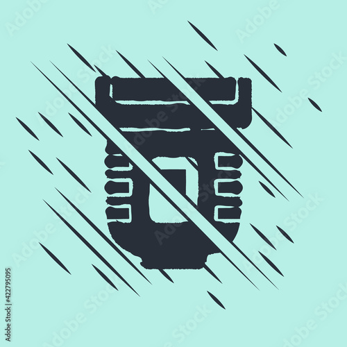 Black Epilator icon isolated on green background. Depilation by electric razor. Hair removal on the body. Glitch style. Vector