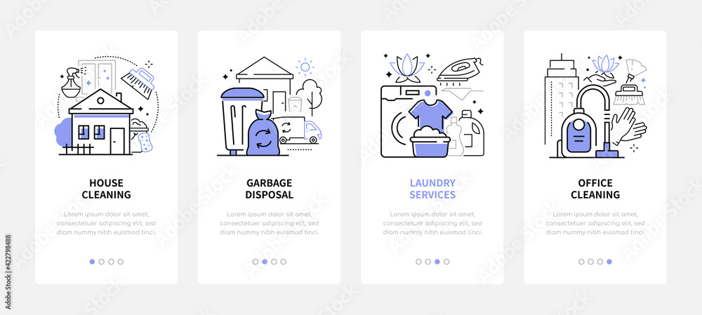Cleaning services - modern line design style web banners