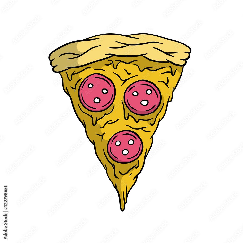 Hand-drawn pizza. Vector Italian national cuisine. Hand-drawn pizza. Vector Italian national cuisine.