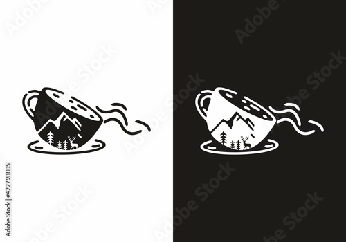Coffee cup of mountain illustration