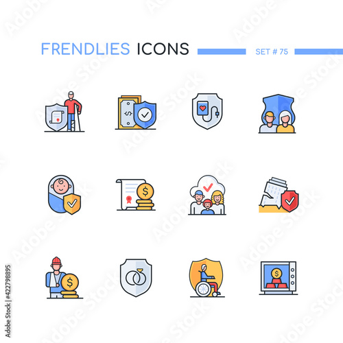 Insurance - modern line design style icons set