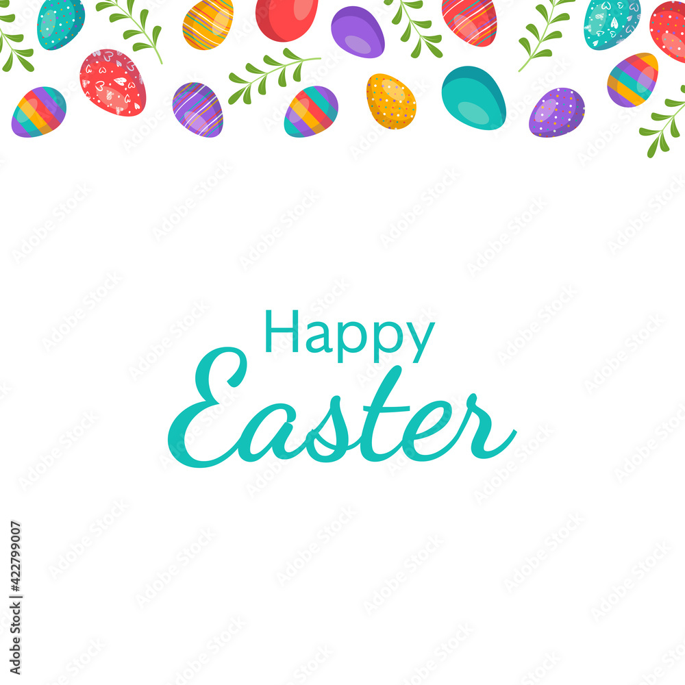 Happy Easter frame with eggs 