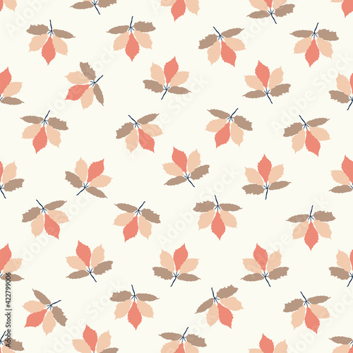 Seamless nature pattern. Abstract  leaves, exotic plants, drawing on  white background, hand drawn, minimalist,  packaging, wallpaper, design for textiles, vector illustration. photo