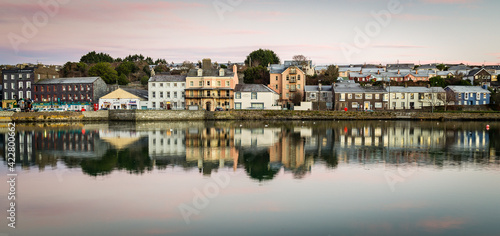 Scenic view of the harbor of Kinsale in the county of Cork  Ireland with low tide at sunset