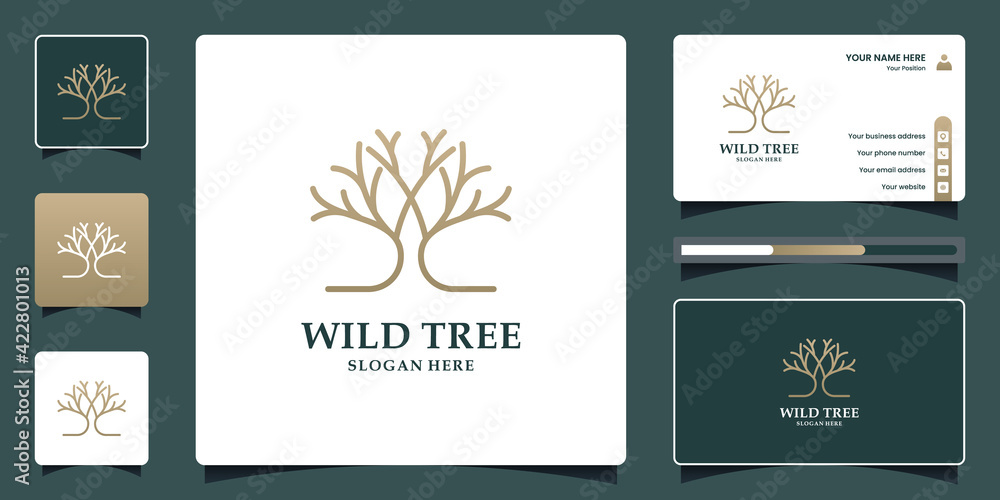 Tree logo design vector and business card template Tree logo design vector and business card template
