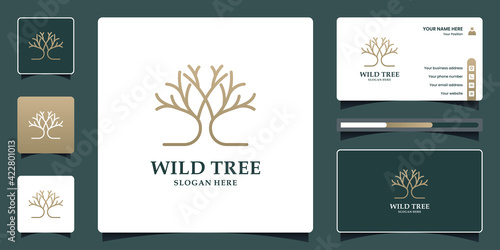 Tree logo design vector and business card template