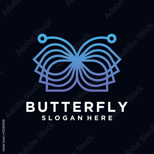 Butterfly logo. luxury line logotype design. minimalist butterfly line logo concept