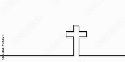 Religion cross simple line with shadow