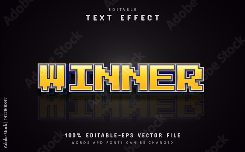 Yellow winner pixel text effect