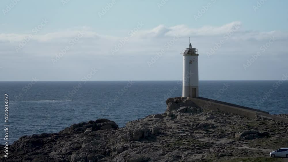 Faro de O Roncudo, Galicia, Primer plano, atardecer, Mar Atlántico Faro de O Roncudo, Galicia, Primer plano, atardecer, Mar Atlántico