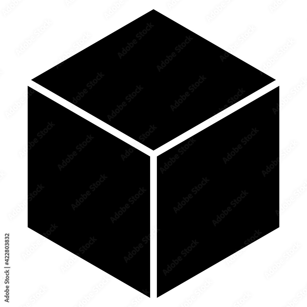 ngi1167 NewGraphicIcon ngi - german - Würfel Symbol . english - black 3D  solid cube icon . simple template - isolated on white background . xxl  g10399 Stock-Illustration | Adobe Stock