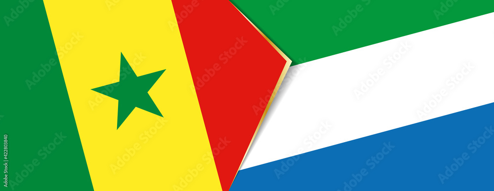 Senegal and Sierra Leone flags, two vector flags. Senegal and Sierra Leone flags, two vector flags.