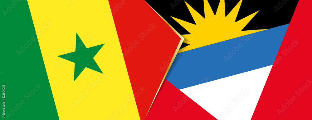 Senegal and Antigua and Barbuda flags, two vector flags. Senegal and Antigua and Barbuda flags, two vector flags.