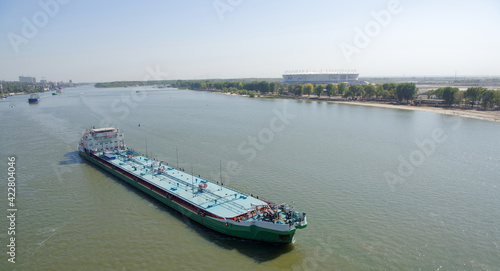 Passage of tankers with oil products along the Don River through Rostov-on-Don, Russia © aleks