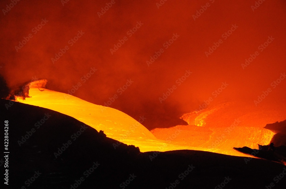 Coulées de lave du volcan Kilauea à Hawaii
