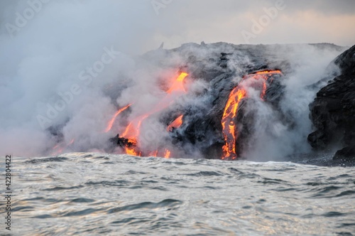 Coulées de lave du volcan Kilauea à Hawaii