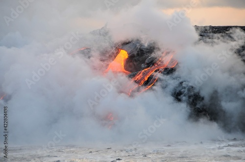 Coulées de lave du volcan Kilauea à Hawaii