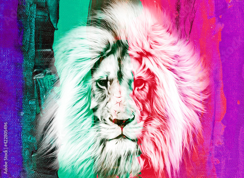 bright lion head in creativ...