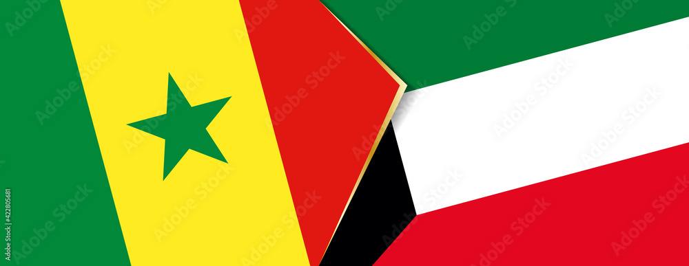 Senegal and Kuwait flags, two vector flags. Senegal and Kuwait flags, two vector flags.