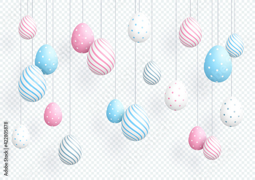 Easter Eggs Colorful Hanging 3d Vector Elements
