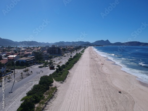 Aerial view of Piratininga beach in Niterói, Rio de Janeiro. Sunny day. Drone photo photo