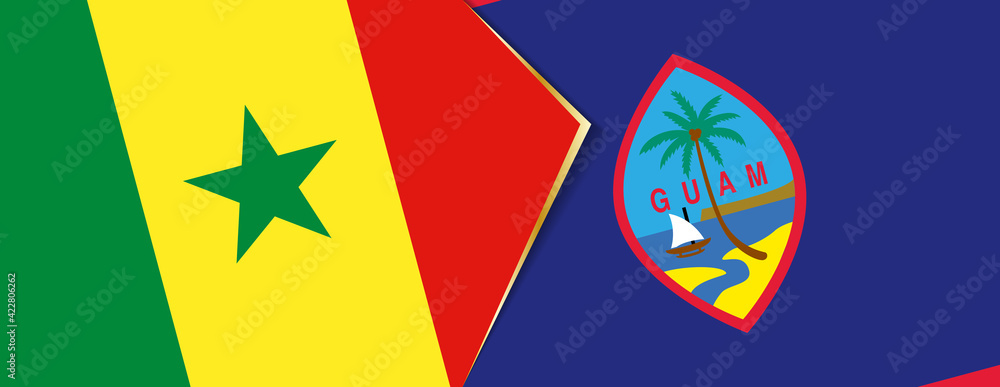 Senegal and Guam flags, two vector flags. Senegal and Guam flags, two vector flags.