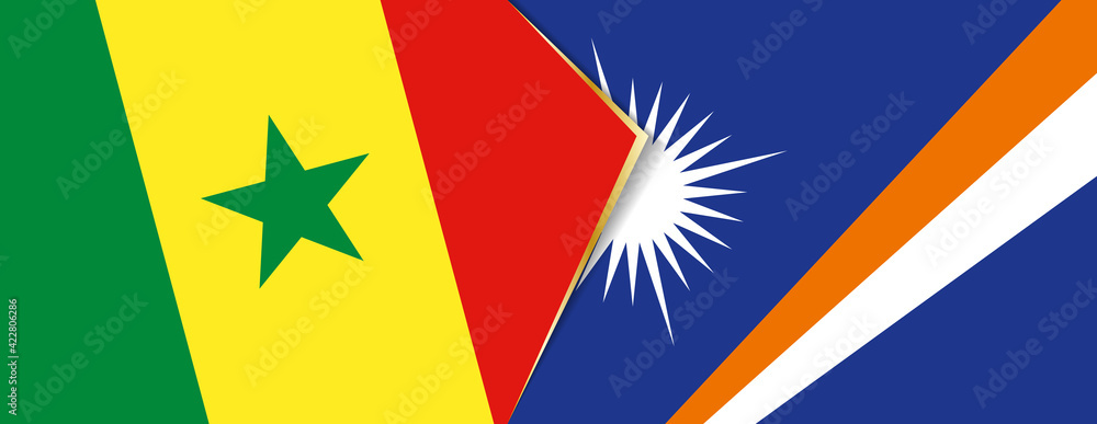 Senegal and Marshall Islands flags, two vector flags. Senegal and Marshall Islands flags, two vector flags.
