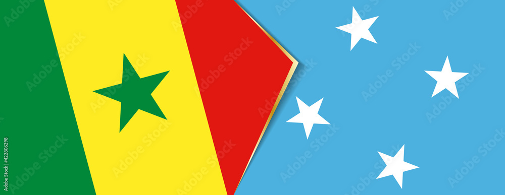 Senegal and Micronesia flags, two vector flags. Senegal and Micronesia flags, two vector flags.