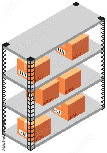 Shelving with gifts in delivery service. Warehouse for storing parcels for shipment from china