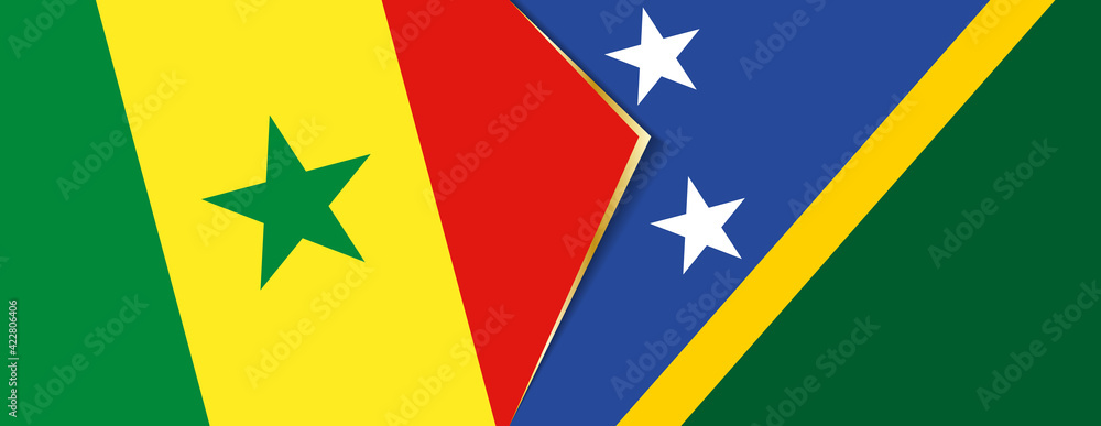 Senegal and Solomon Islands flags, two vector flags. Senegal and Solomon Islands flags, two vector flags.