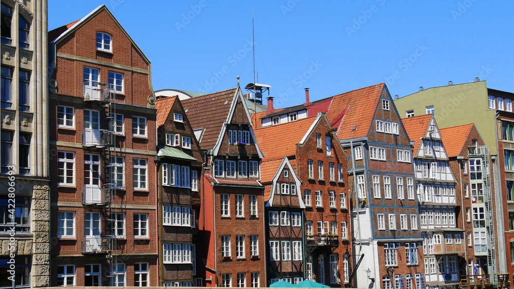 Häuserzeile in der Speicherstadt in Hamburg