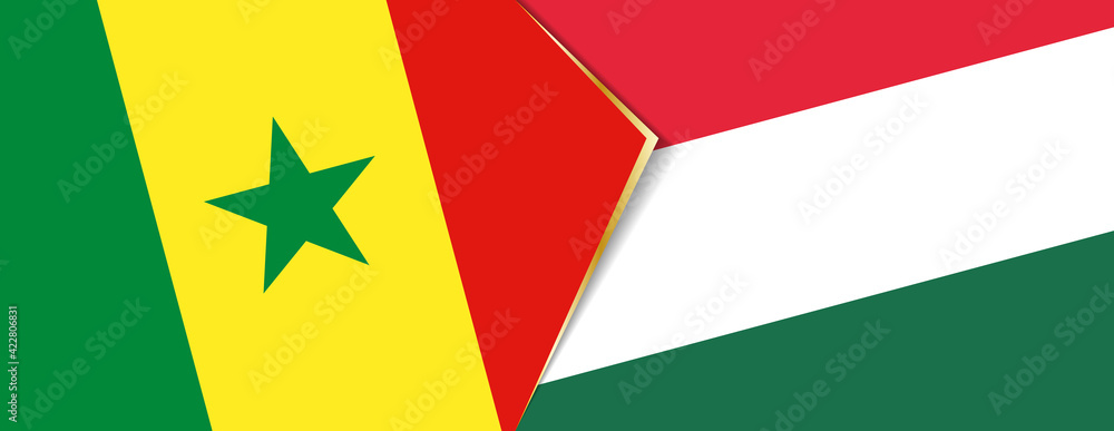 Senegal and Hungary flags, two vector flags. Senegal and Hungary flags, two vector flags.