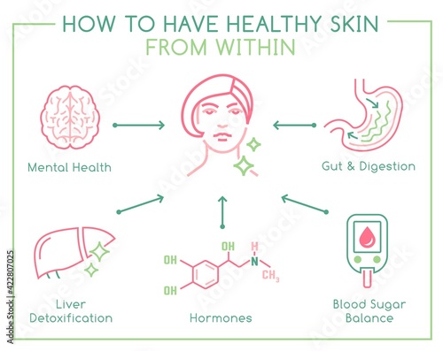 Skin health horizontal poster. Useful medical infographic.