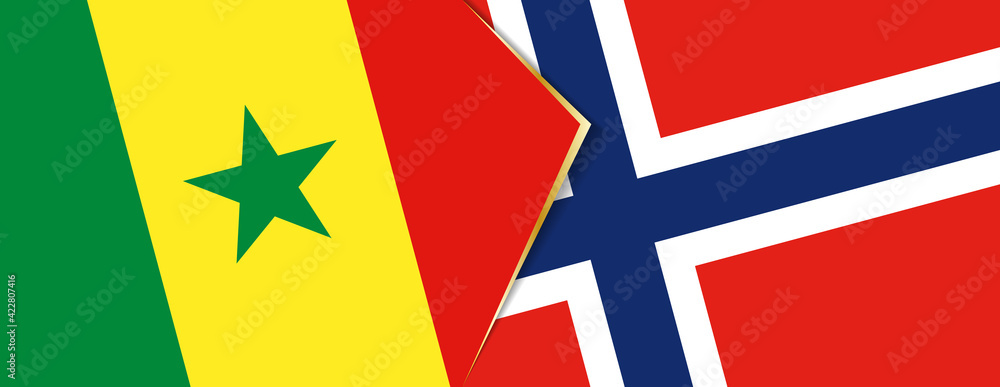 Senegal and Norway flags, two vector flags.