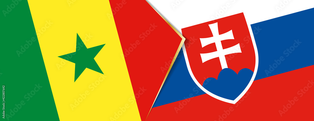Senegal and Slovakia flags, two vector flags.