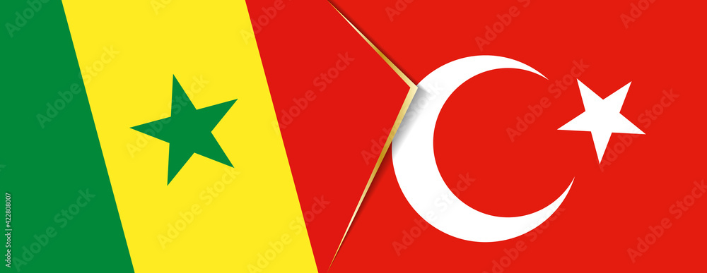 Senegal and Turkey flags, two vector flags. Senegal and Turkey flags, two vector flags.