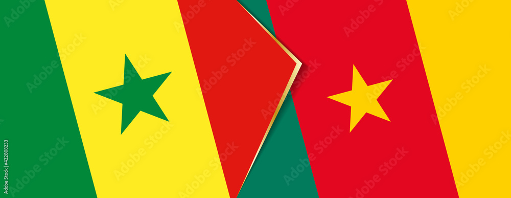 Senegal and Cameroon flags, two vector flags. Senegal and Cameroon flags, two vector flags.