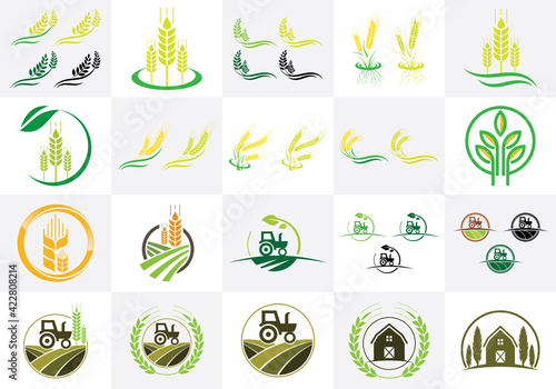 Vector logo sign symbol icon set for agriculture company or business