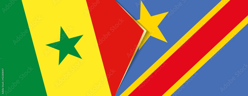 Senegal and DR Congo flags, two vector flags. Senegal and DR Congo flags, two vector flags.