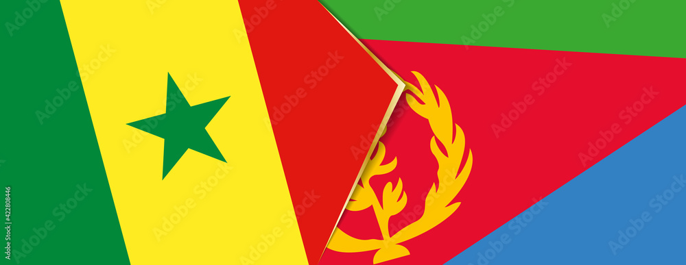Senegal and Eritrea flags, two vector flags. Senegal and Eritrea flags, two vector flags.