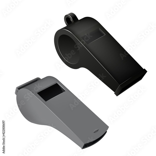 The set of black and grey vector whistles © accurate_shot