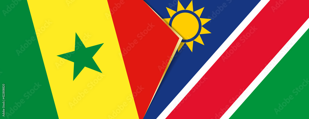 Senegal and Namibia flags, two vector flags. Senegal and Namibia flags, two vector flags.