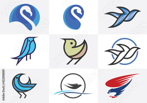 Set of bird icons. Bird logo sign symbol vector design template